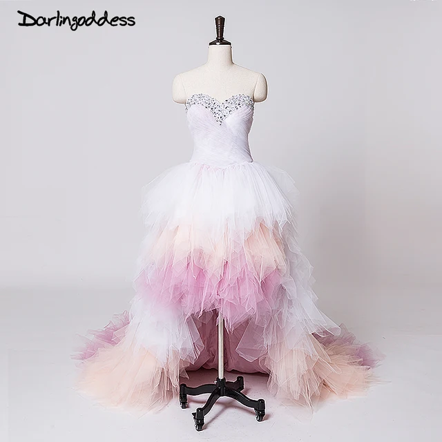 Ombre Wedding Dresses Plus Size Short Front Long Back Sweetheart Ombre Wedding Dresses Plus Size Short Front Long Back Sweetheart Ruffles Crystal Party