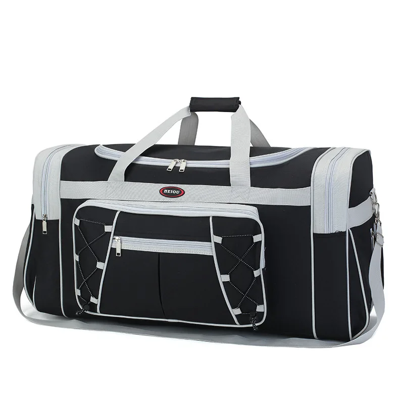 Большая Дорожная сумка 50L нейлоновые уличные сумки, одноцветная спортивная сумка, спортивные сумки, мужские сумки для путешествий, кемпинга, 6 цветов, WX133 - Цвет: Black-white