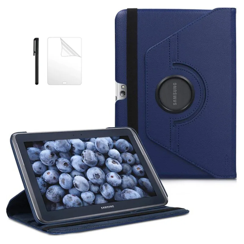

360 Rotating Business PU Leather Case Stand Cover for Samsung Galaxy Note 10.1 N8000 N8010 N8020 (GT-N8000) Tablet Case +Film