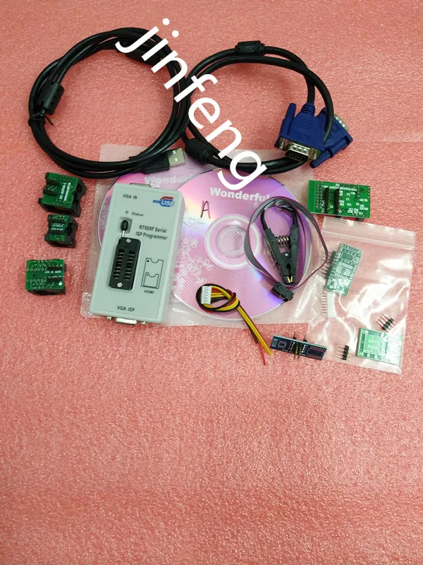 RT809F Programmer +7 Adapters+SOP16 SOP20 IC Clip Motherboard Reader LCD BIOS ISP/ USB/ VGA w/ Engilsh Softerware