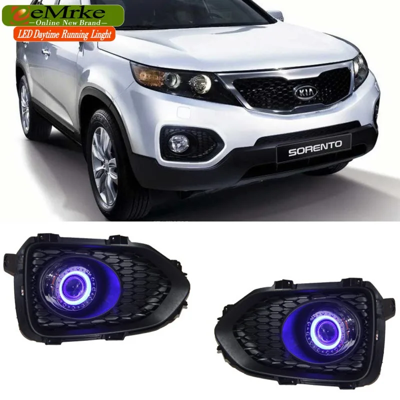 EEMRKE LED Daytime Running Lights For Kia Sorento R 2011-2014 XM Angel Eyes DRL Fog Lights Lamp H3 55W Halogen Bulbs Kits EEMRKE LED Daytime Running Lights For Kia Sorento R 2011-2014 XM Angel Eyes DRL Fog Lights Lamp H3 55W Halogen Bulbs Kits