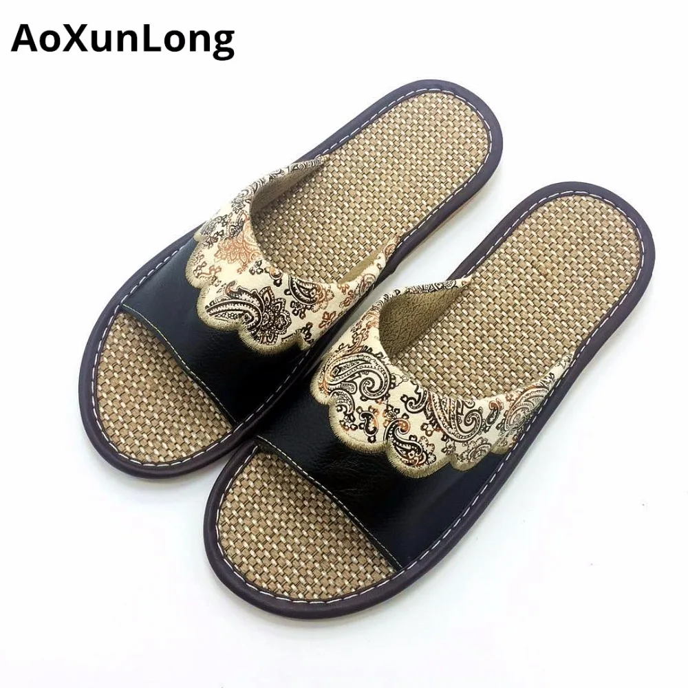 

Hot Microfiber Leather Men's Slippers Non-slip TPR Home Slippers Linen Weaving Insole Comfortable Men's Shoes Size 40-45 Slipper
