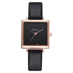 Новые женские наручные кварцевые часы из искусственной кожи, квадратный сплав, модный долговечный подарок FDM