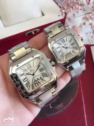 2019 Элитный бренд новый для мужчин часы для женщин кварцевые с сапфировым стеклом 100 XL нержавеющая сталь Santos часы серебро розовое золото