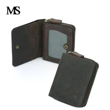 New Arrival Men Wallets Crazy Horse Leather Zipper Around Wallet With Coin Purse Genuine Leather Credit Card Holder  TW1656