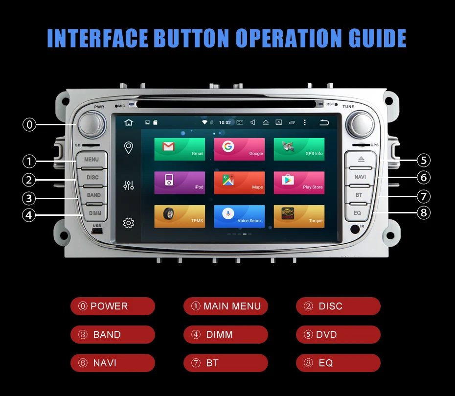 Top KANOR Octa Core IPS Android 9.0 4g 2 din Car DVD GPS For Ford Focus S-MAX Mondeo C-MAX Wifi GPS Navigation Radio FM Multimedia 12