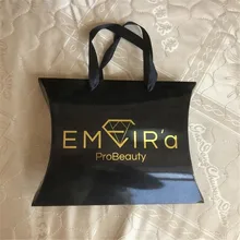 500 шт./лот детская одежда на заказ упаковочная подушка коробки подарка волос удлиненная подушка коробки с ручкой логотип горячего тиснения