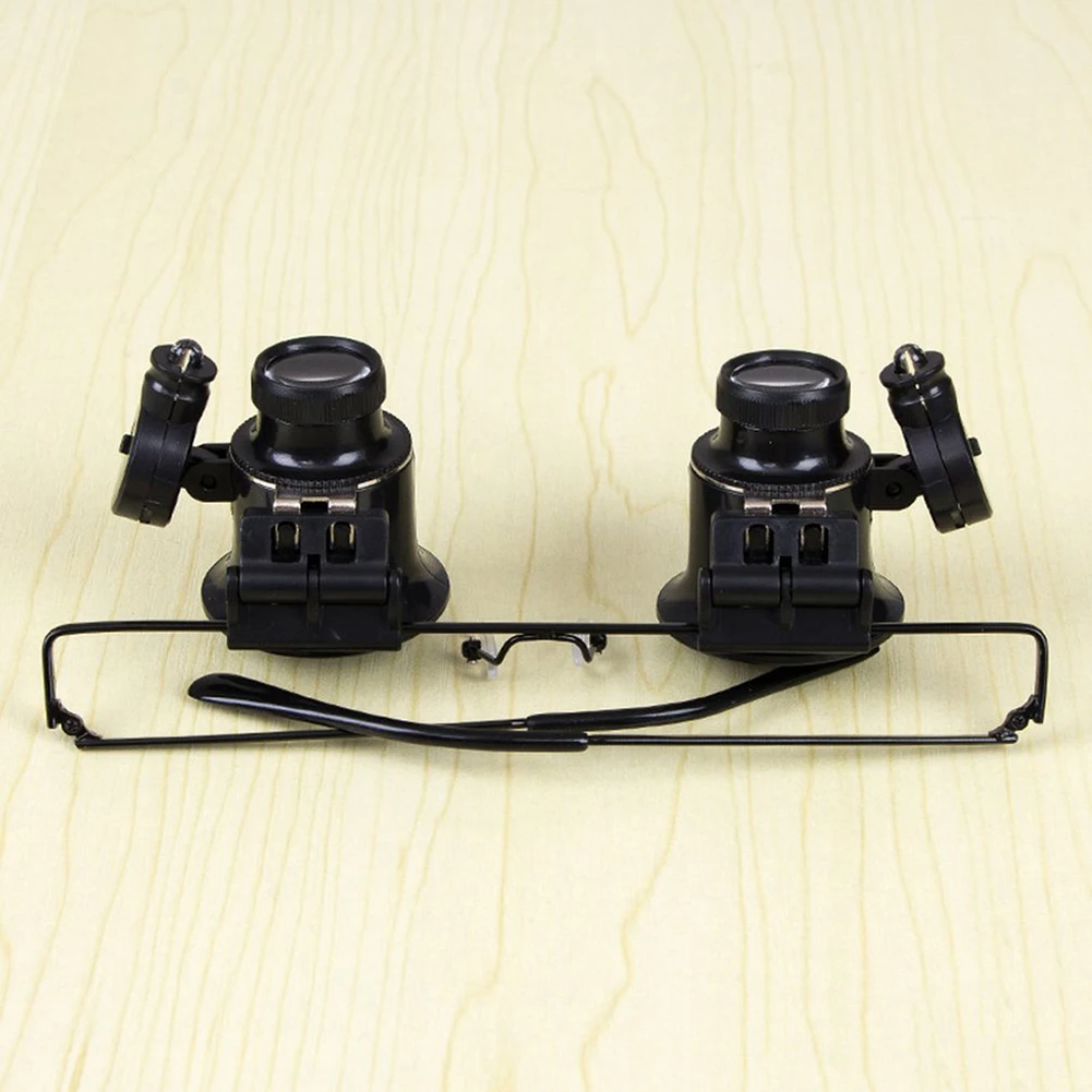 20X очки Тип двойной глаз бинокулярная Лупа Ремонт часов инструмент Лупа с двумя регулируемыми светодиодный подсветкой