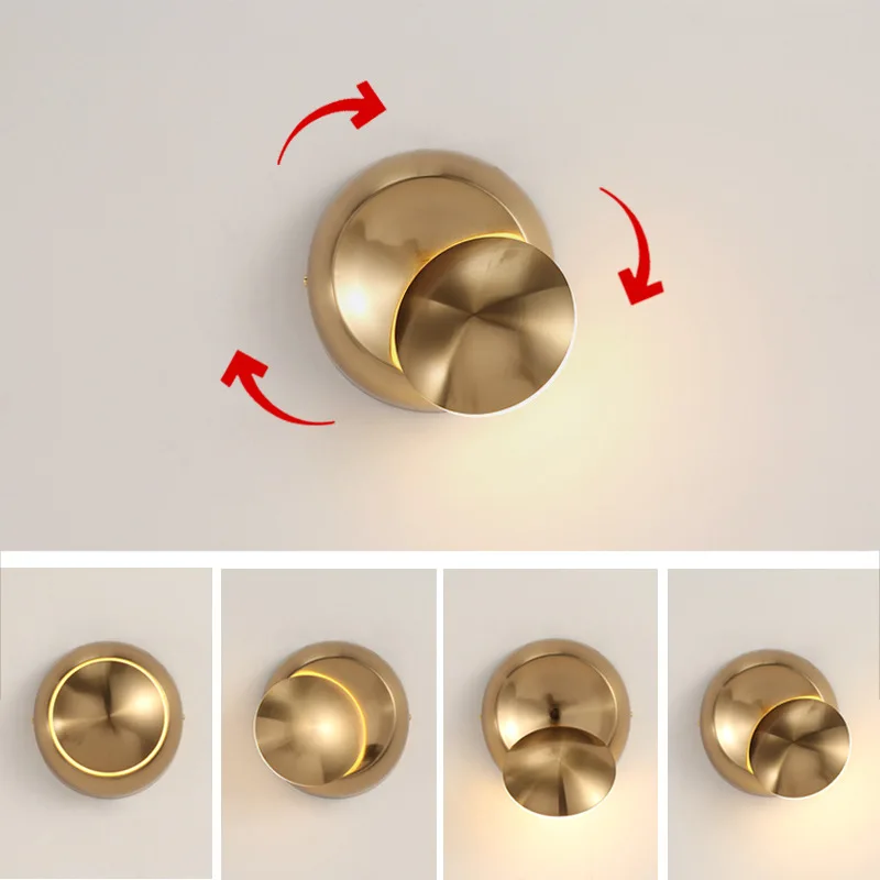  Nordic creative rotatable wall lamp bedroom foyer study LED decorative light hotel restaurant cafe  - 32889084480