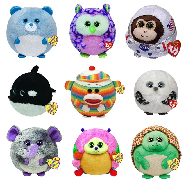 Ty Beanie Boos Plush Toy Doll Cute Animal Round Owl MInnie Monkey Bear