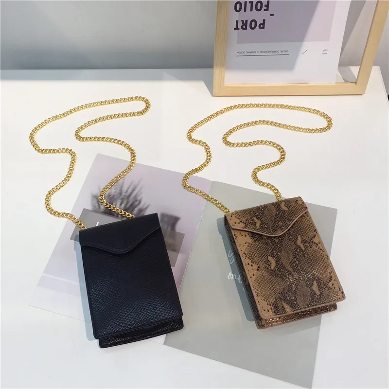 

Serpentine Mini Chain Small Flap Bags Lizard Pattern Shoulder Bag Casual Crossbody Bags for Women Mobile Phone Bag Purses 2019