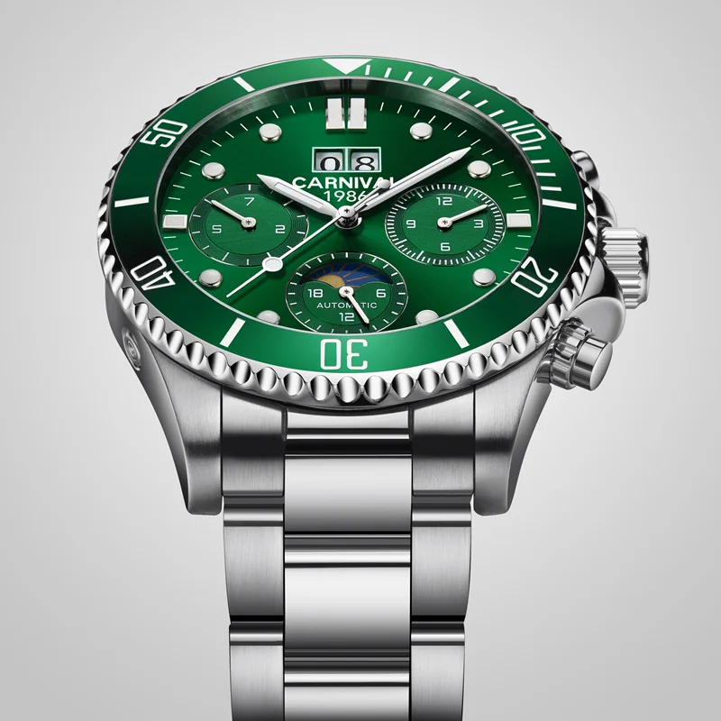 كرنفال القمر المرحلة التلقائية الميكانيكية ووتش الرجال الصلب الكامل للماء الرجال الساعات ساعة reloj hombre erkek كول الساعاتي relogio كرنفال القمر المرحلة التلقائية الميكانيكية ووتش الرجال الصلب الكامل للماء الرجال الساعات ساعة reloj hombre erkek كول الساعاتي relogio