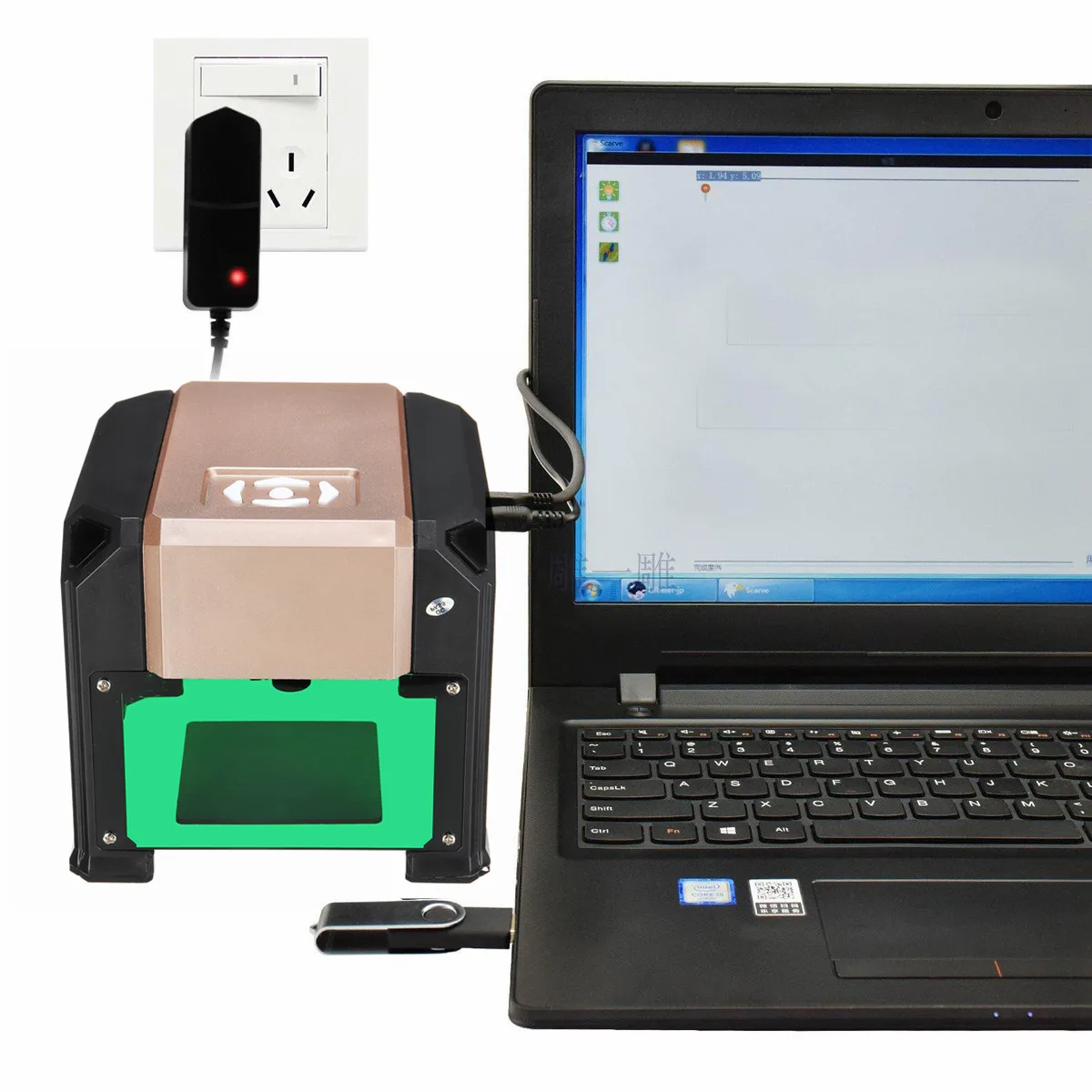 3000mW USB de alta velocidad máquina de grabado láser DIY Logos marca impresora cortador CNC máquin