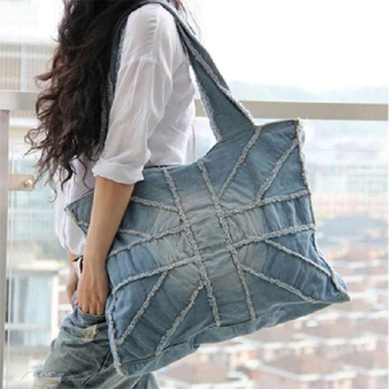 2018 New Vintage Blue Women Handbag Large Capacity Fashion Uk Flag 2018 New Vintage Blue Women Handbag Large Capacity Fashion Uk Flag Cross Denim Bag Casual Shoulder Canvas Tote 2 Colors In Bags From Luggage