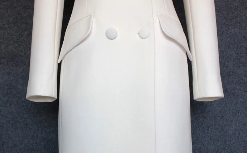 Весенне-осенний женский белый формальный Блейзер длинная куртка атласный воротник-шаль двубортный офисный женский рабочий Блейзер приталенное пальто