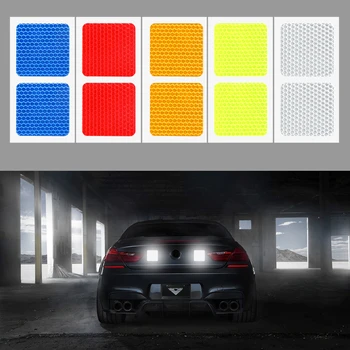 

LEEPEE 4pcs/set Safety Warning Mark Car-styling Car Reflective Sticker Reflective Strip Tape Auto Decor Bumper Decals