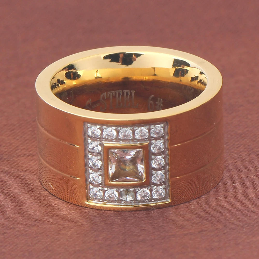 12 мм широкое кольцо ювелирные изделия серебряный цвет нержавеющая сталь белые кольца с камнями стразы женские праздничные обручальные кольца
