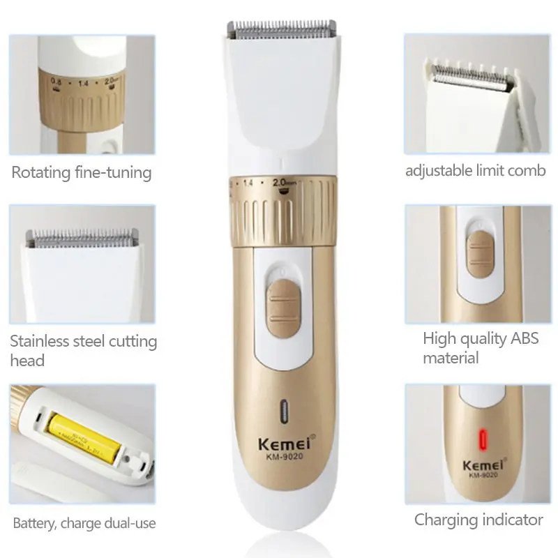 Лучшие продажи Kemei мужские перезаряжаемые электрические золотые машинки для стрижки волос электрические машинки для стрижки волос