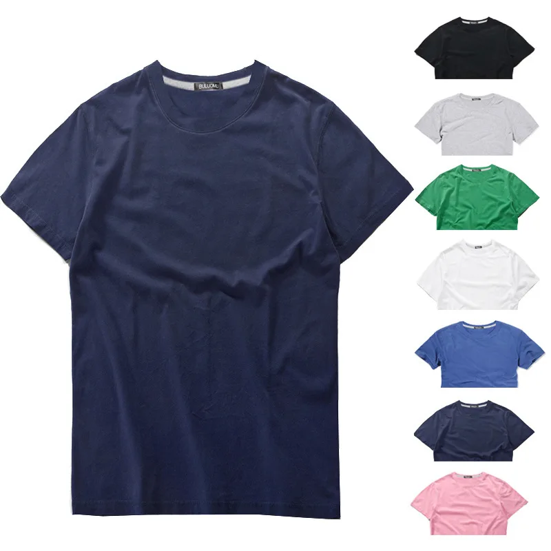 

New 2019 men s pure color T shirt with short sleeves Pure cotton coat Leisure round collar T shirt factory direct sale