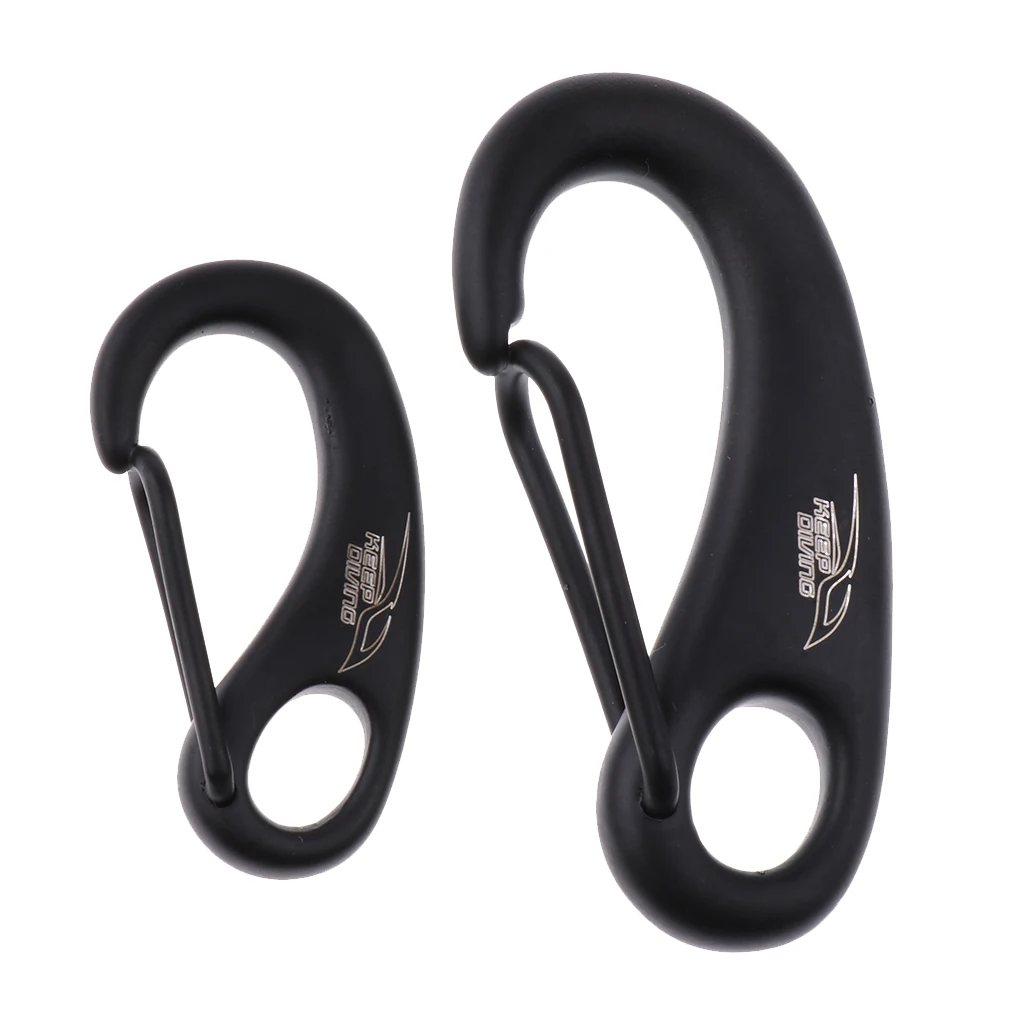 Perfeclan Spring Snap Hook Clip Quick Link Carabiner Scuba Diving Snorkeling Accessories Black 50mm/70mm 