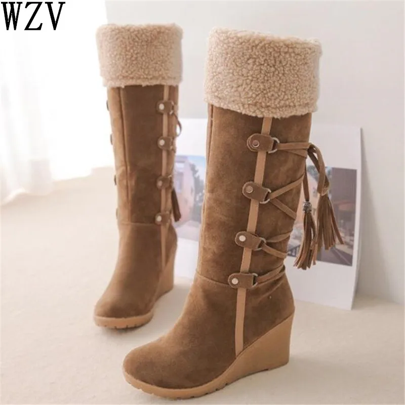 2018 Slim Boots Sexy High Suede Women Snow Boots Women's Fashion ...