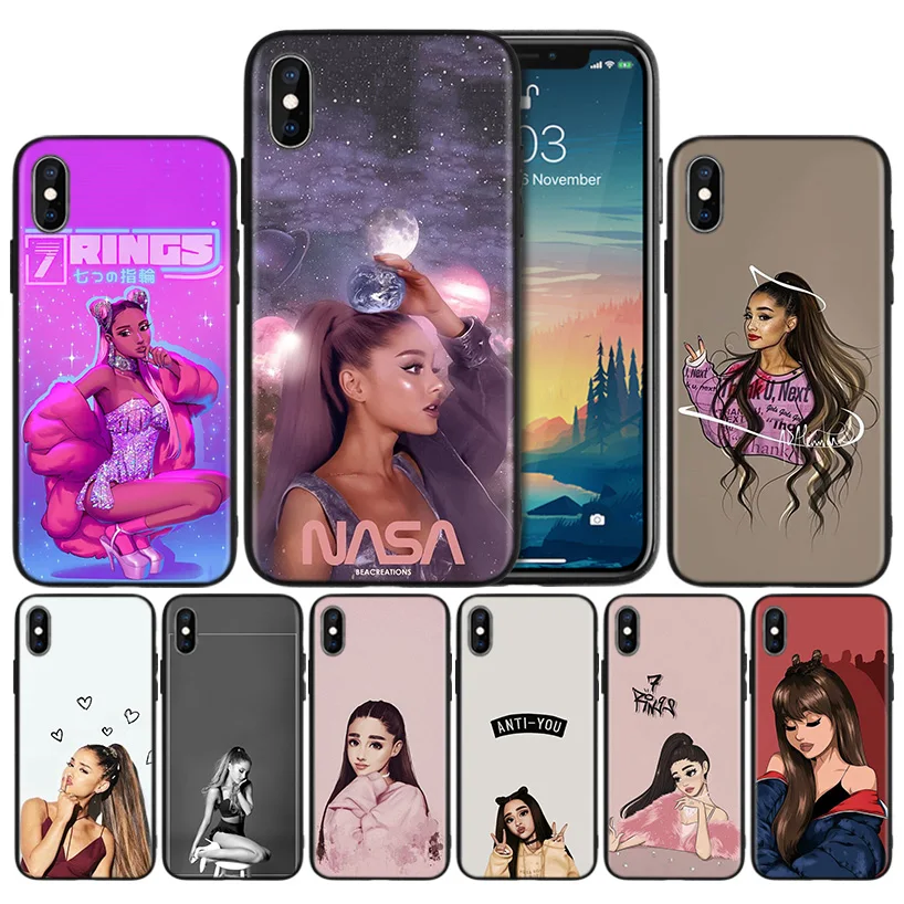 

Thank U Next Ariana Grande Soft TPU Black Silicone Case Cover for iPhone 7 8 XS Max XR X 6 6S 5 5C 5S SE Plus