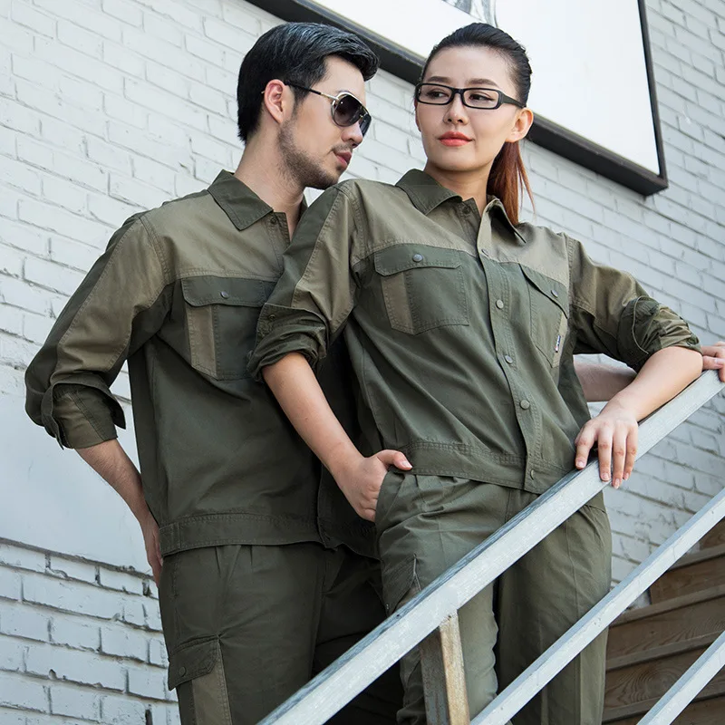 Men Women Work Clothing Sets Long Sleeve Jackets and Work Pants Workwear Suits Factory Workers Car Repair Overalls