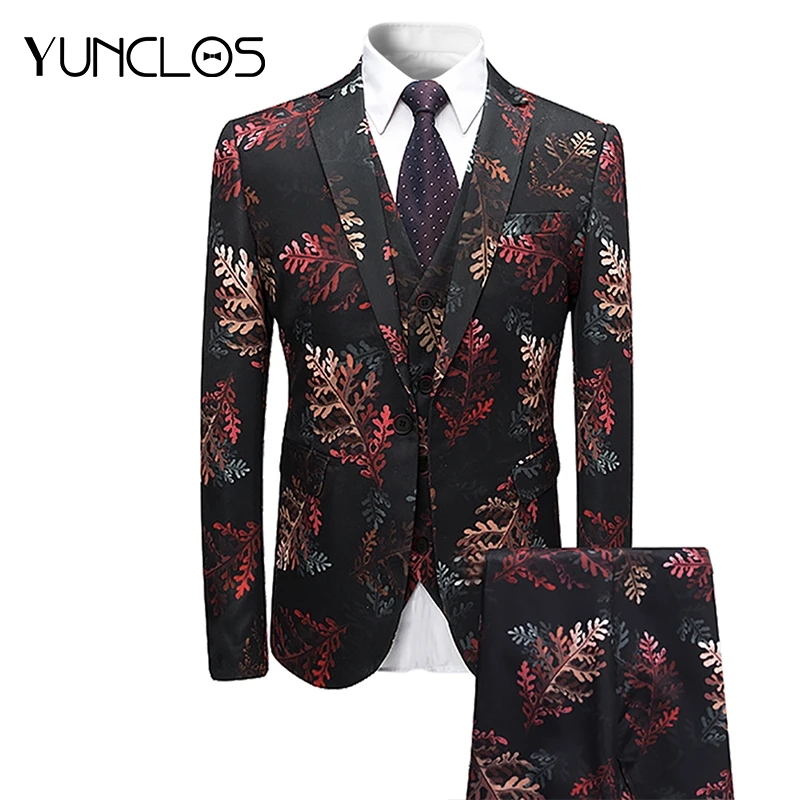 YUNCLOS 2019 Для мужчин Нарядные Костюмы для свадьбы комплект из 3 предметов (куртка жилет брюки) смокинги формальные Slim Fit мужской костюм Для