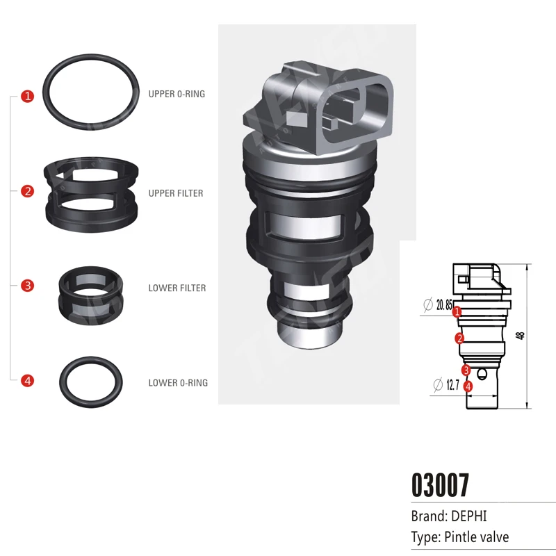 Free shipping! 100sets/box Fuel Injector Repair Kits for DEPHI type