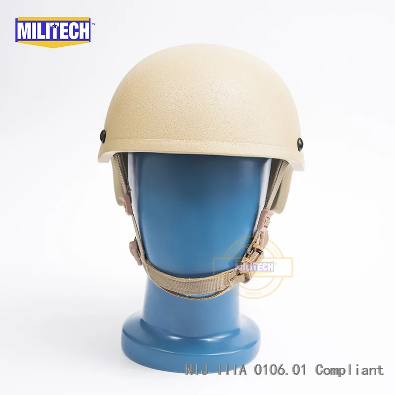 MILITECH DE TAN High Cut H Nape Liner NIJ Level IIIA 3A Aramid Ballistic Bulletproof Bullet Proof Helmet With 5 Years Warranty
