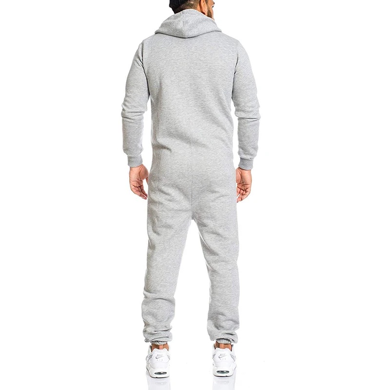 Men's Casual Long Sleeve Cotton Overalls Pants Jumpsuits Rompers Trousers Personality One-piece Hooded Men's Sweater