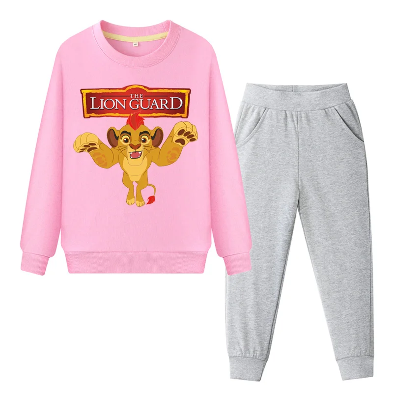 

New Cartoon The Lion Guard King Simba Print Clothes For Kids Clothing Sets Boy Costume Set Girls Children Sports Tracksuit WL129