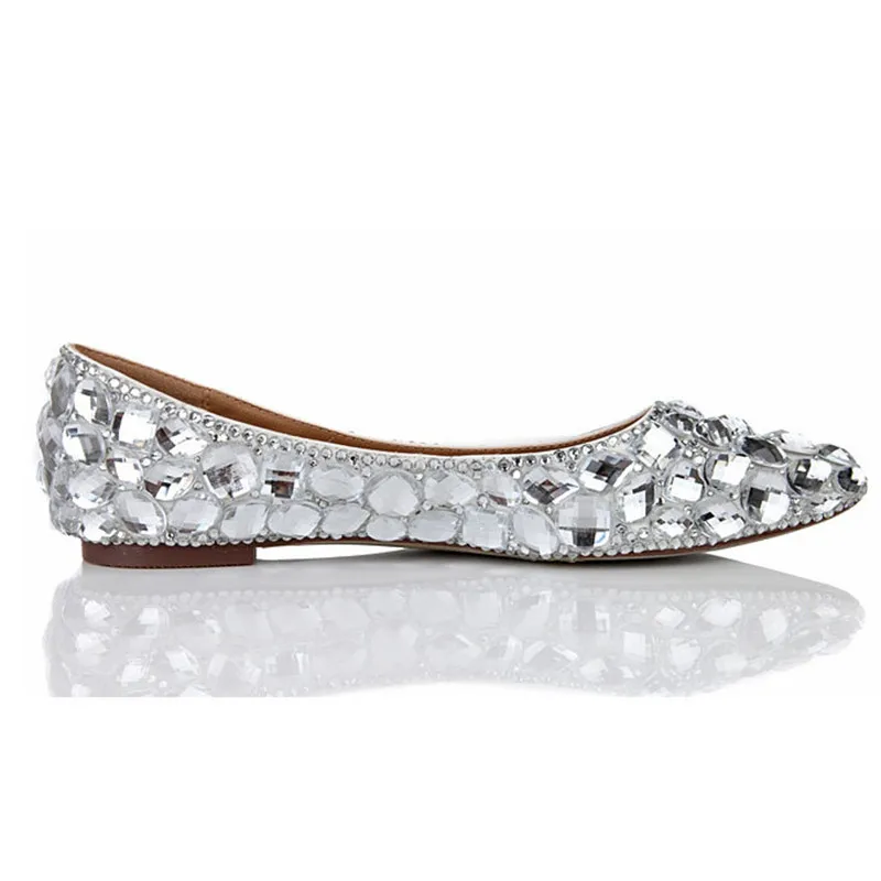 Handmake En Semelle De Cristal Drfargo Printemps Femmes Size34 Mouton Peau Boîte Bateau D'été Chaussures Ma0340 Mariage 41 Appartements Peu Le Avec La Glitter Profonde UpqGzMVS