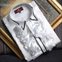 Crazy promotion ! Golden lacines shirt men singer dance camisa masculina social star style dress mens shirt new arrival designer