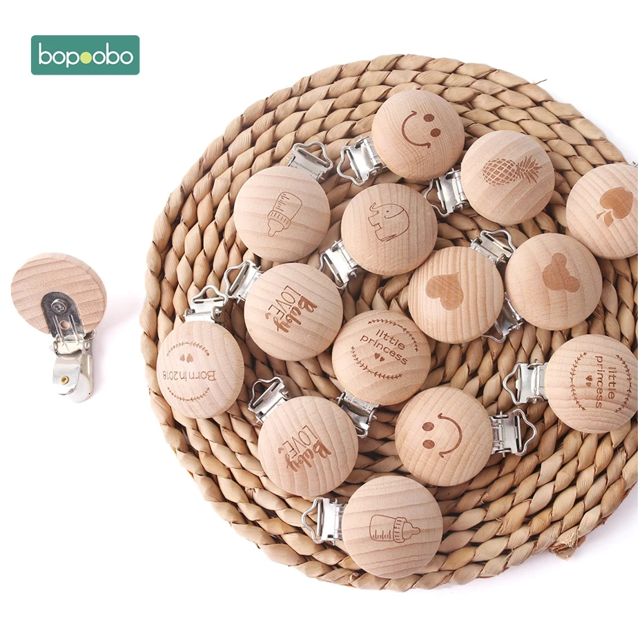 Bopoobo 1 шт. деревянная Соска-пустышка, зажим для соски, аксессуары для кормления, жевательная для прорезывания зубов, сделай сам, пустышка, клипсы, цепочки, Детские Прорезыватели
