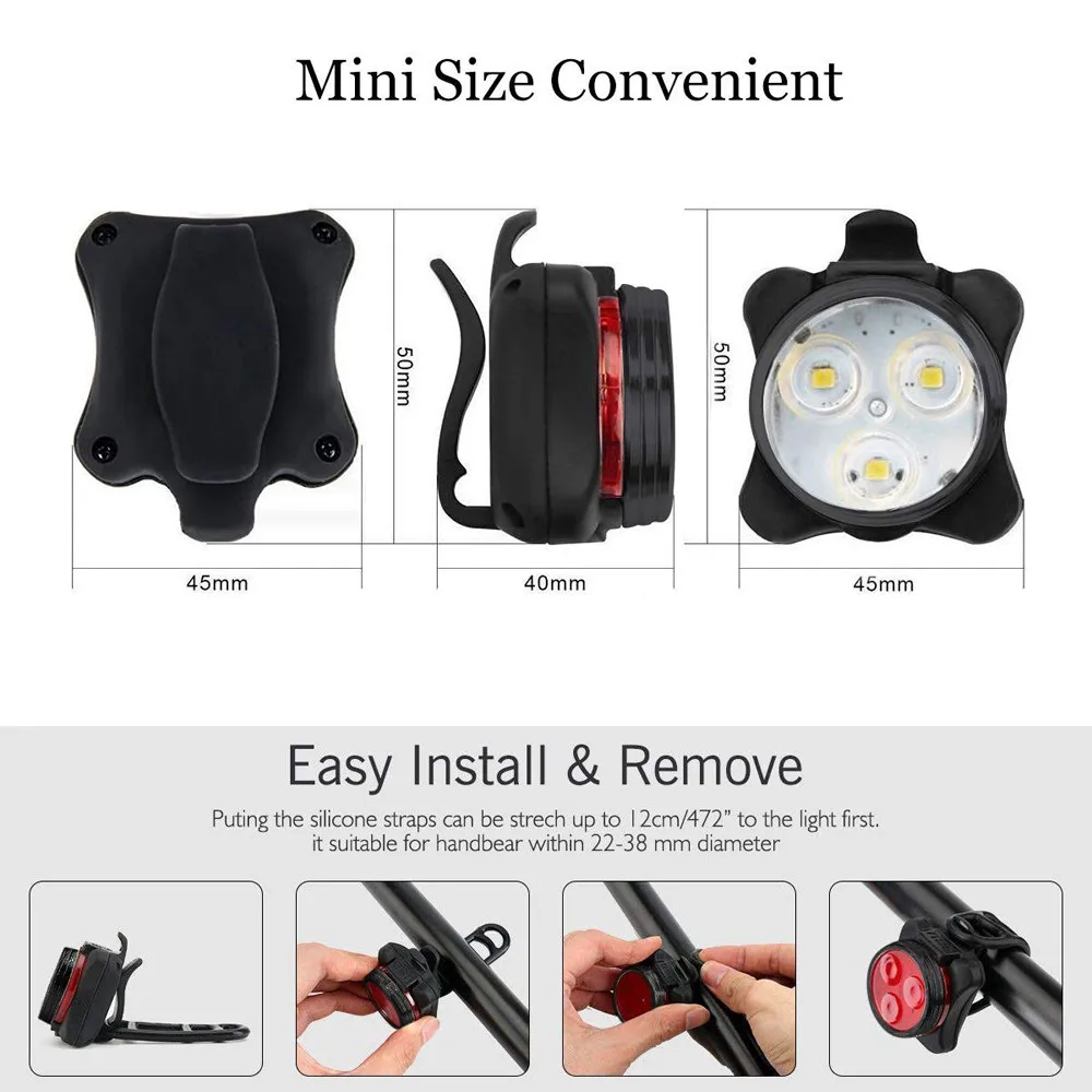 Excellent High Quality Bright Cycling Bicycle Bike 3 LED Head Front light 4 modes USB Rechargeable Tail Clip Light Lamp Waterproof HOT#25 3 Excellent High Quality Bright Cycling Bicycle Bike 3 LED Head Front light 4 modes USB Rechargeable Tail Clip Light Lamp Waterproof HOT#25 3