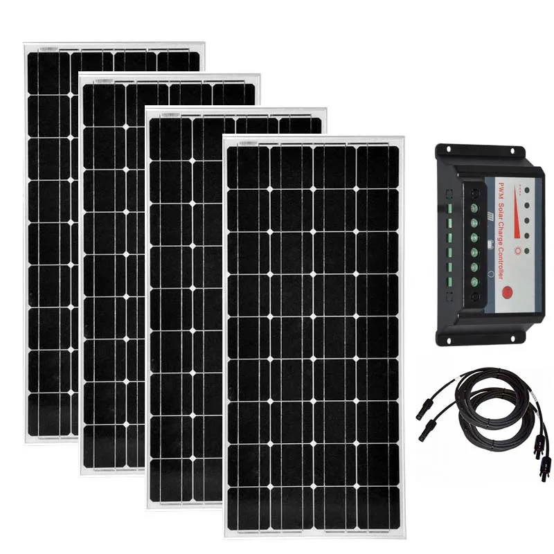 

Solar Panel 400w 48v Solar Module 12v 100w 4pc Solar Charge Controller 12v/24v 30A Solar Home Kit Motorhome Car Camping Caravan