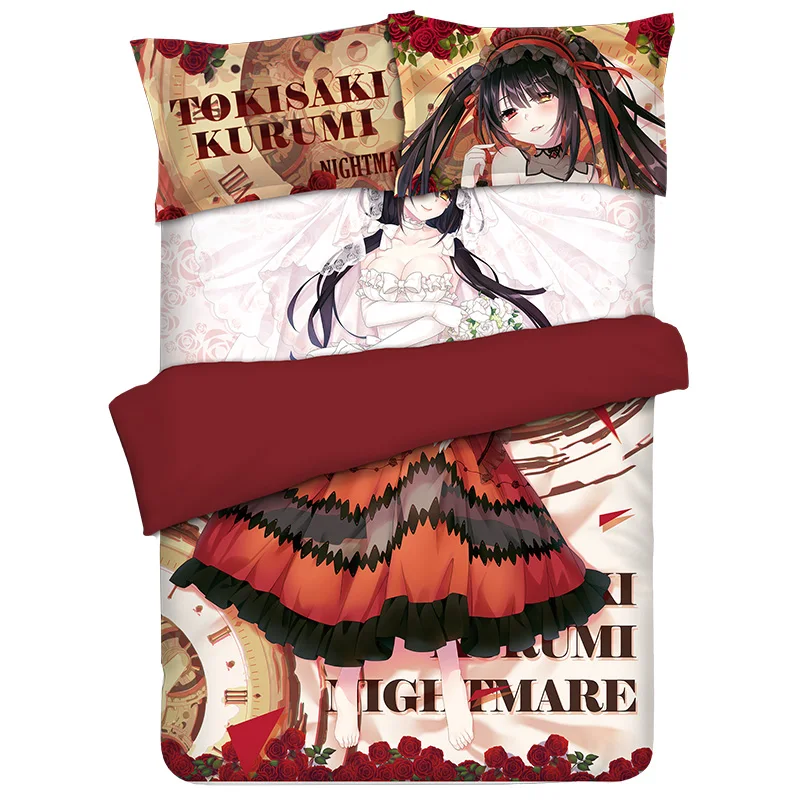 Пододеяльник из мультфильма Yatogami Tohka Yoshino Tokisaki Kurumi постельное белье с аниме|bed