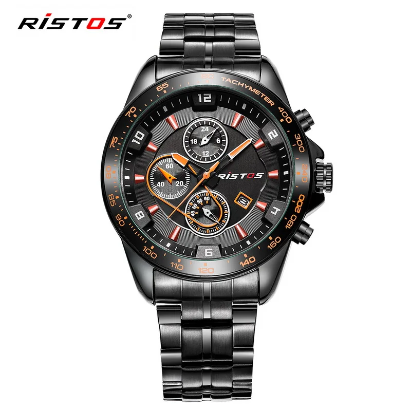

Watches Men Luxury Brand 2017 RISTOS Army Watches Full Steel Sport Military Men Wristwatch Black Automatic Quartz Movement 93019