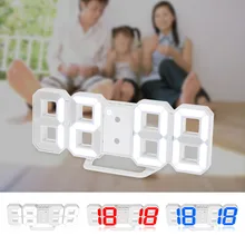 3D Digital Alarm Clock Wall LED Number Time Clock with Snooze Function 24/12H Display Clock for Home Decorations