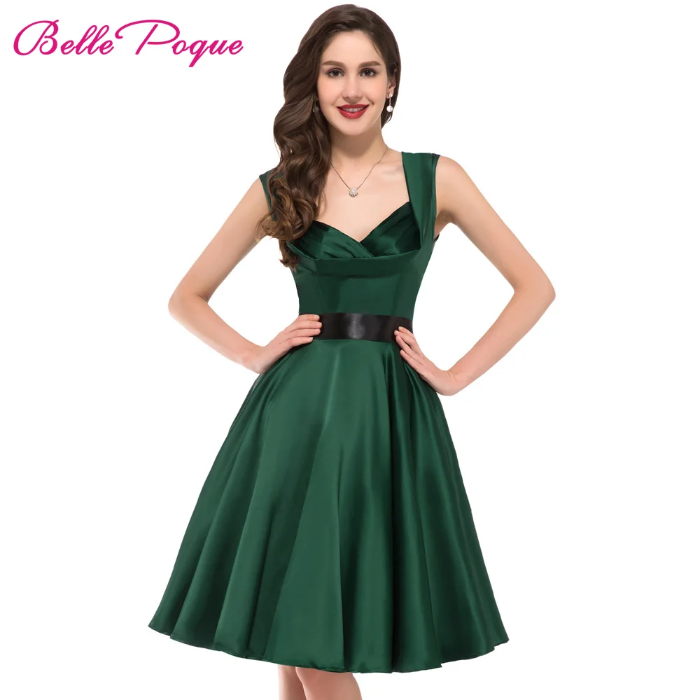 XXL Big size vintage rockabilly dresses 2017 Summer emerald green red