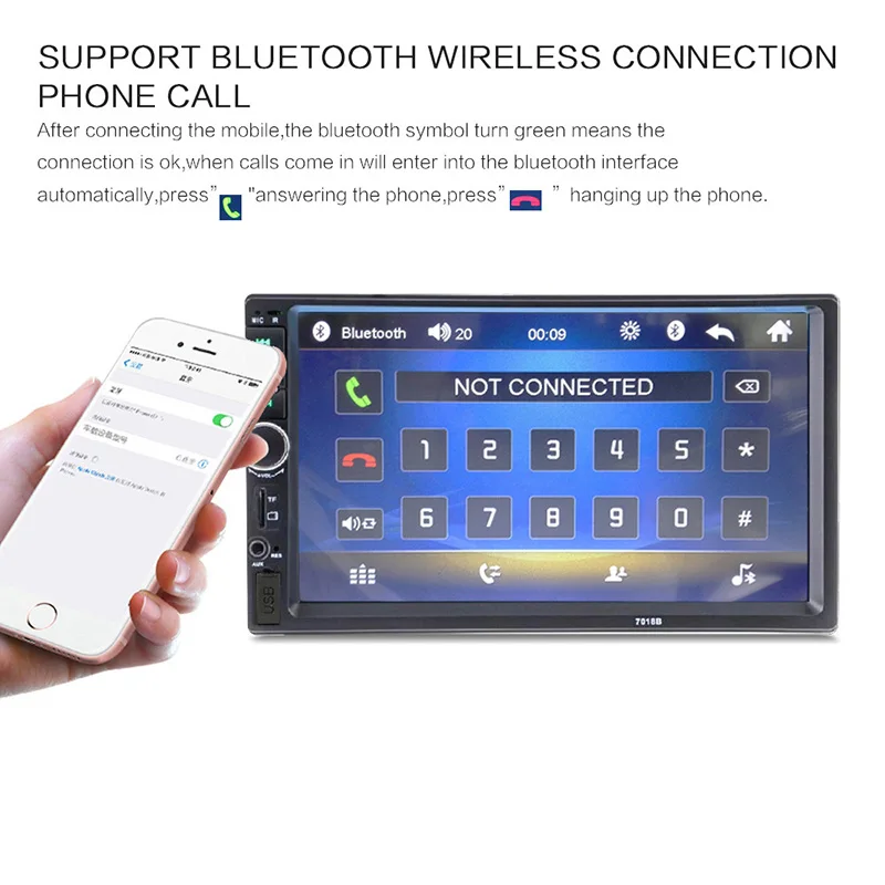 Rear Camera Bluetooth Central Multimidia 2Din 2 Din 7'' Touch Radio MP5 Music Video Player Car Multimedia Mirror Link Autoradio