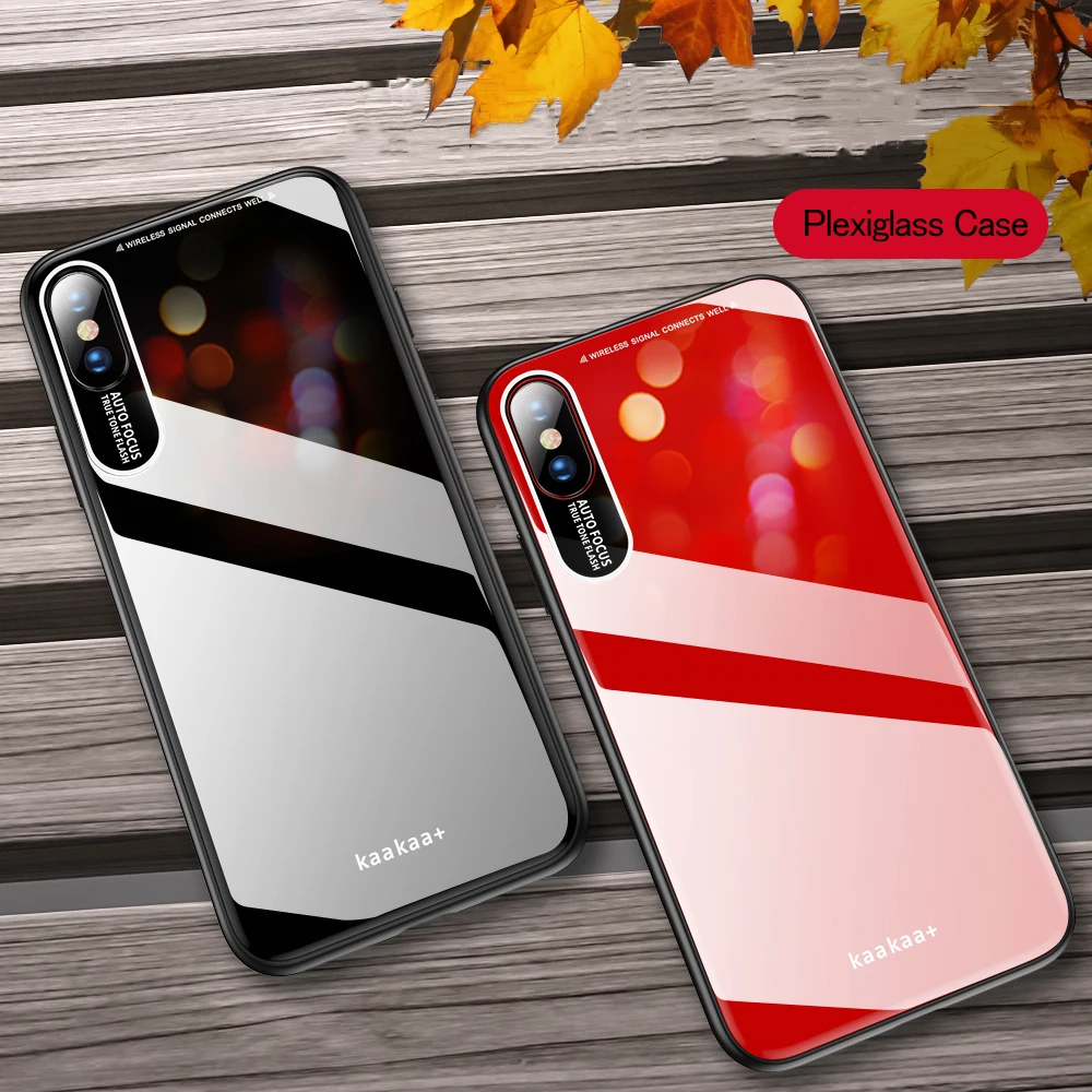 

Luxury Glass Phone Case For iPhone 8 7 6 6S Plus Case Plexiglass Cover For iPhone X XR XS Max Cases Man Woman Soft Edges Coque