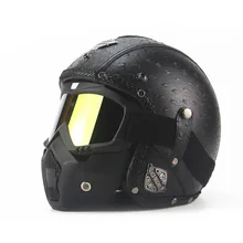 2017 Leather Harley Helmets 3 4 Motorcycle Chopper Bike helmet open face vintage motorcycle helmet with