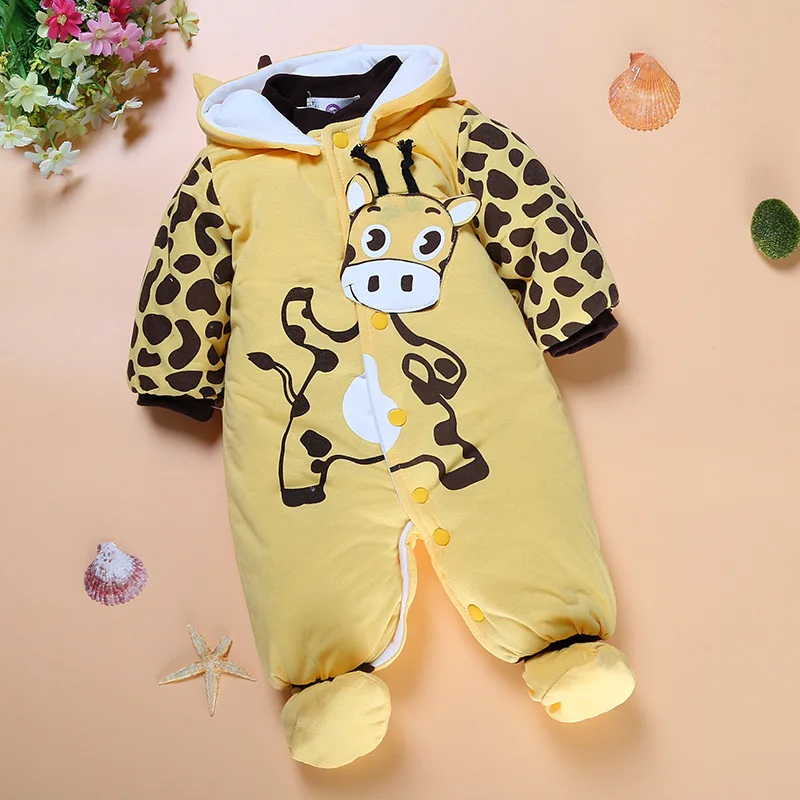 Nuevo Bebé de invierno ropa de invierno extraíble con capucha mamelucos mariquita/vacas Bebe niños y niñas mono caliente gruesa guardapolvos Nuevo Bebé de invierno ropa de invierno extraíble con capucha mamelucos mariquita/vacas Bebe niños y niñas mono caliente gruesa guardapolvos