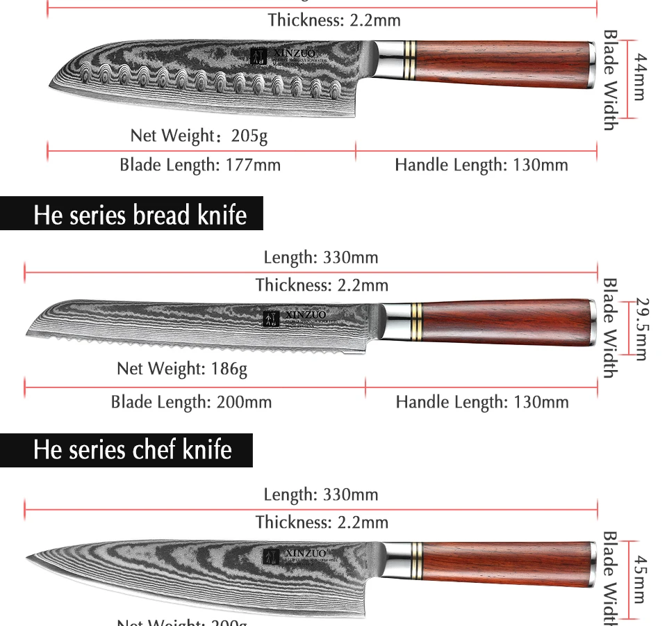 XINZUO 6 шт. Набор ножей японский VG10 Дамасская кованая сталь хлеб сантоку шеф-повара для очистки овощей Кухонные столовые приборы подарочная коробка