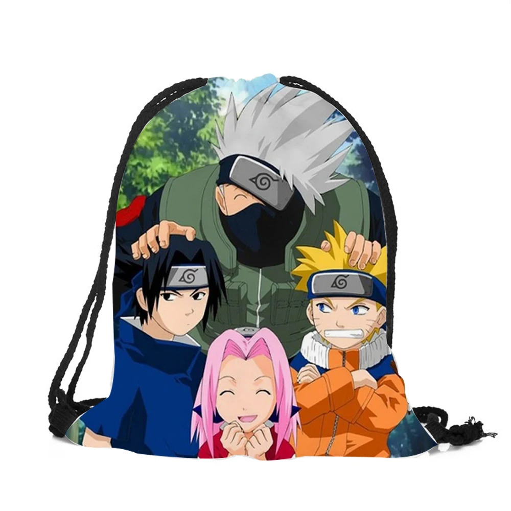  Popular comic character series Naruto prints Drawstring Backpack Mochila Feminina boys Casual Polye - 32916222278