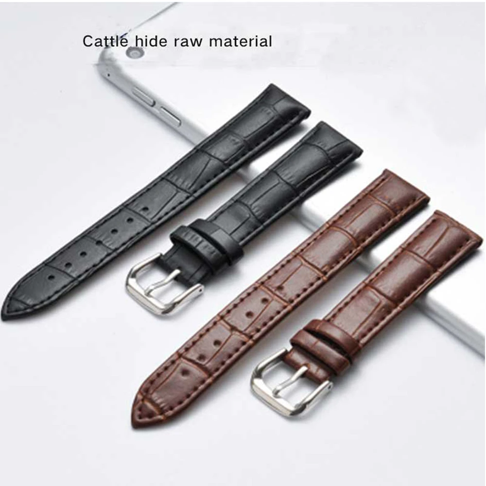 Watch with genuine leather slub leather strap watch, female color strap, pin buckle, single item, watch accessories.
