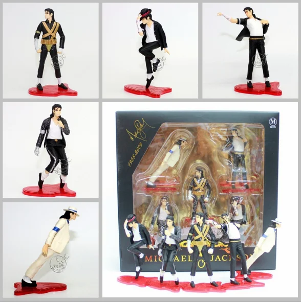 

New COOL KING OF POP MICHAEL JACKSON 4" FIGURES 5 POSE FIGURINES SET DOLLS IN BOX Gifts