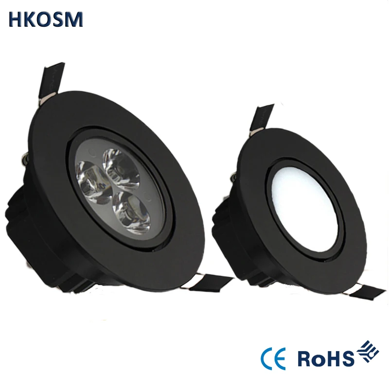 Светодиодные потолочные светильники HKOSM черные высокой мощности cob 9 вт 110 в 220 230 240